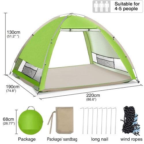 Large Pop Up Tent, UV Protection, Lightweight, Waterproof, Foldable Outdoor Indoor Beach Camping Tent for 4-5 Persons - Toytexx Large Pop Up Tent, UV Protection, Lightweight, Waterproof, Foldable Outdoor Indoor Beach Camping Tent for 4-5 Persons - Toytexx